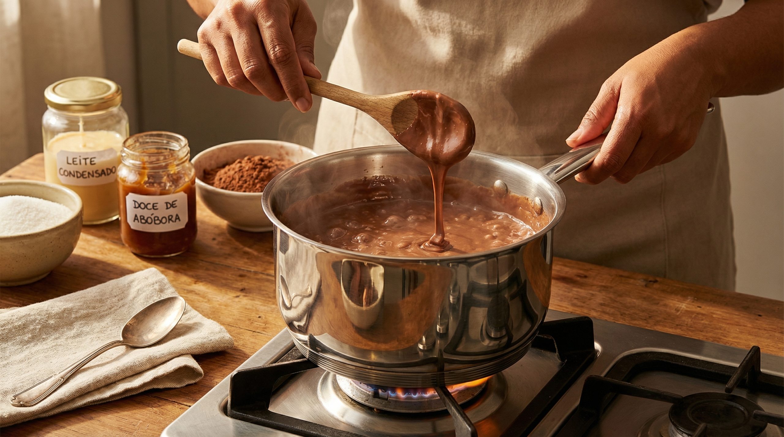 Prefira fundo triplo para não queimar Doces de Panela