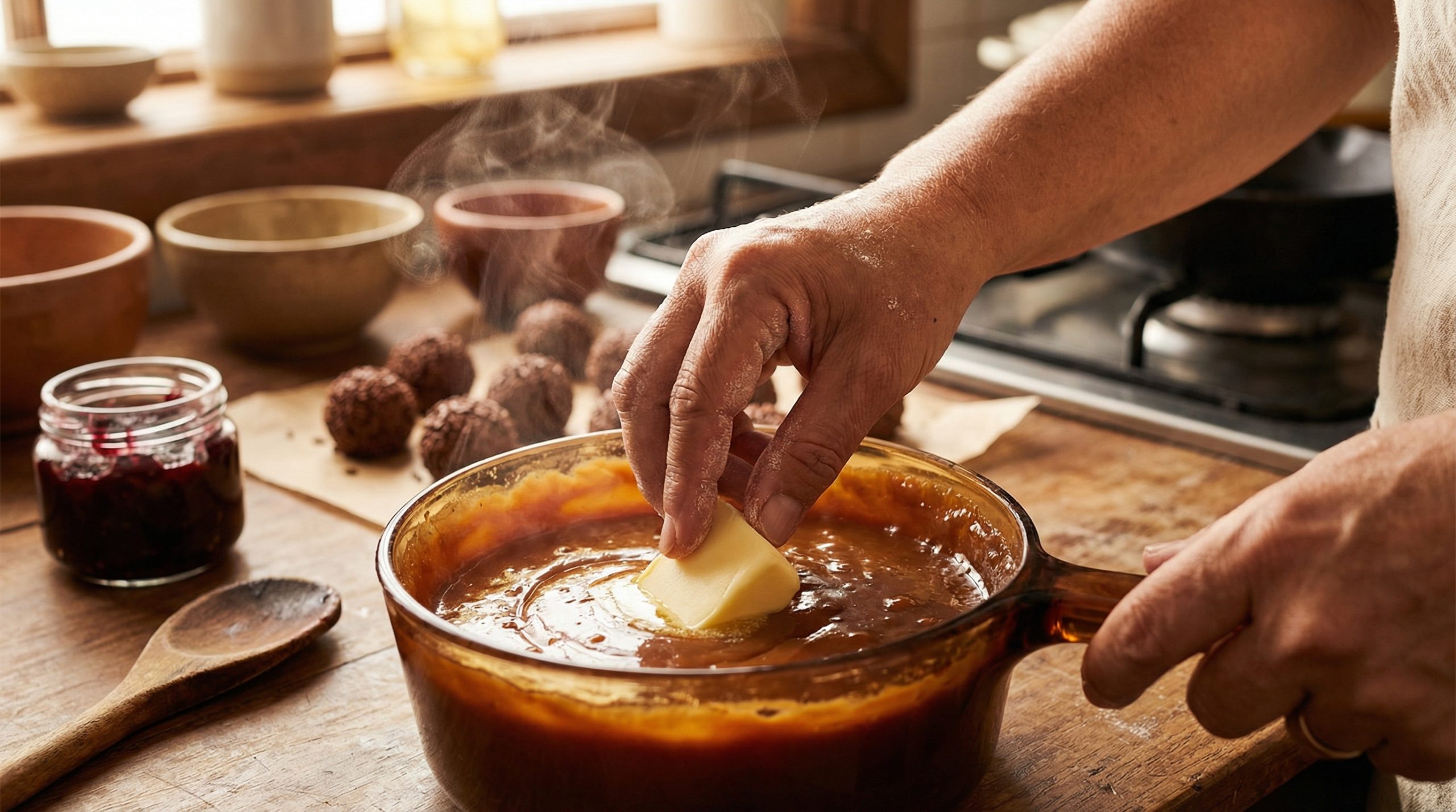 Manteiga gelada no final garante brilho aos Doces de Panela