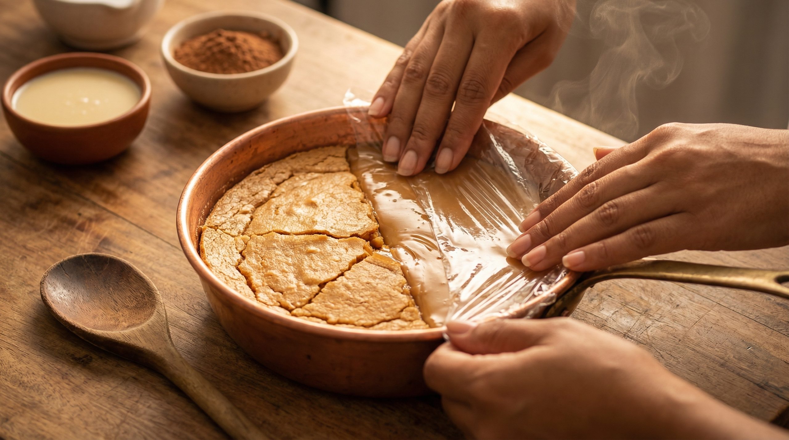 Filme de contato anula a crosta em Doces de Panela