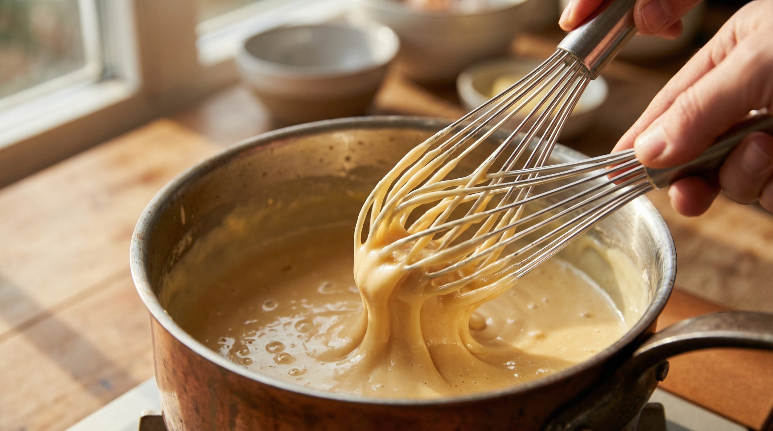 Use o fouet para acabar com grumos em Doces de Panela - 2