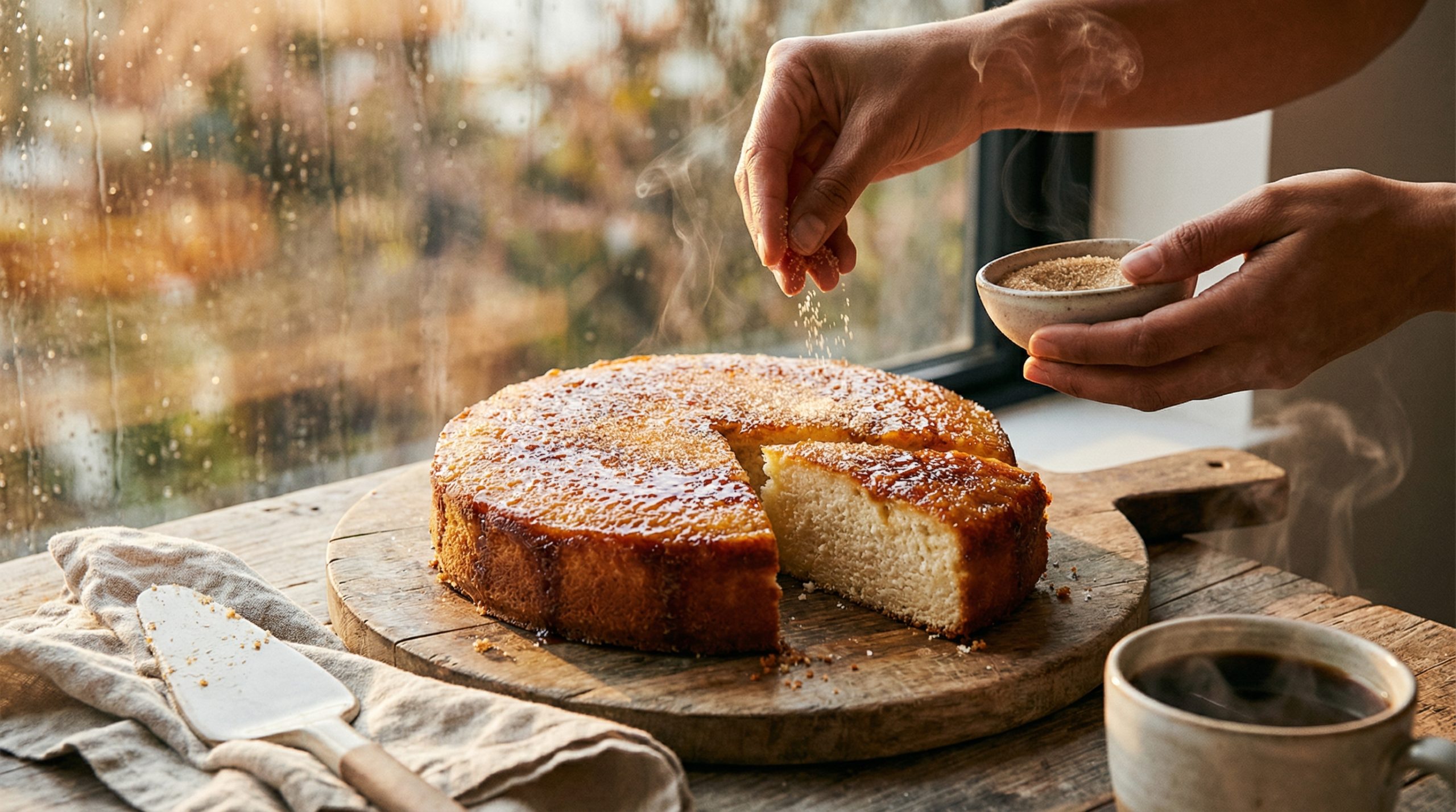 Untar com açúcar (sem farinha) cria casca nos Bolos Caseiros
