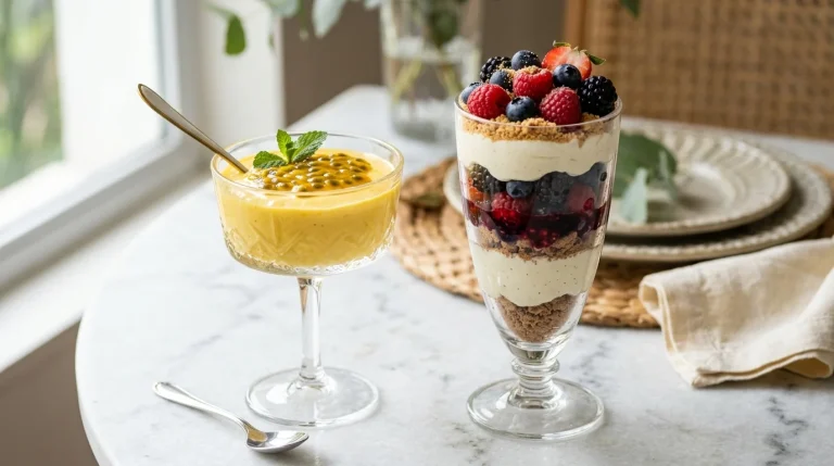 Mousse de maracujá e parfait em camadas - Sobremesas Geladas brasileiras
