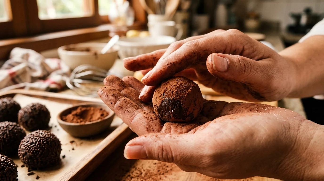 Brigadeiro gourmet cremoso: textura e sabor de confeitaria em casa - detalhe